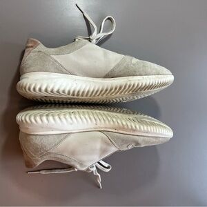 Tan Suede Mesh Sneakers Retro Style